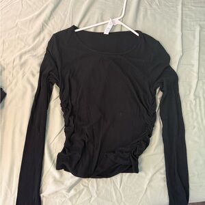 ALO Yoga Black Ruched Long Sleeve Top